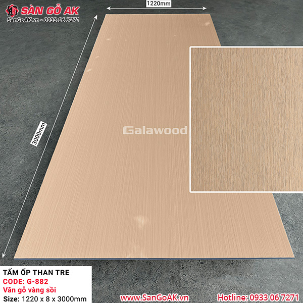 Tấm ốp than tre vân gỗ vàng sồi Galawood G-882